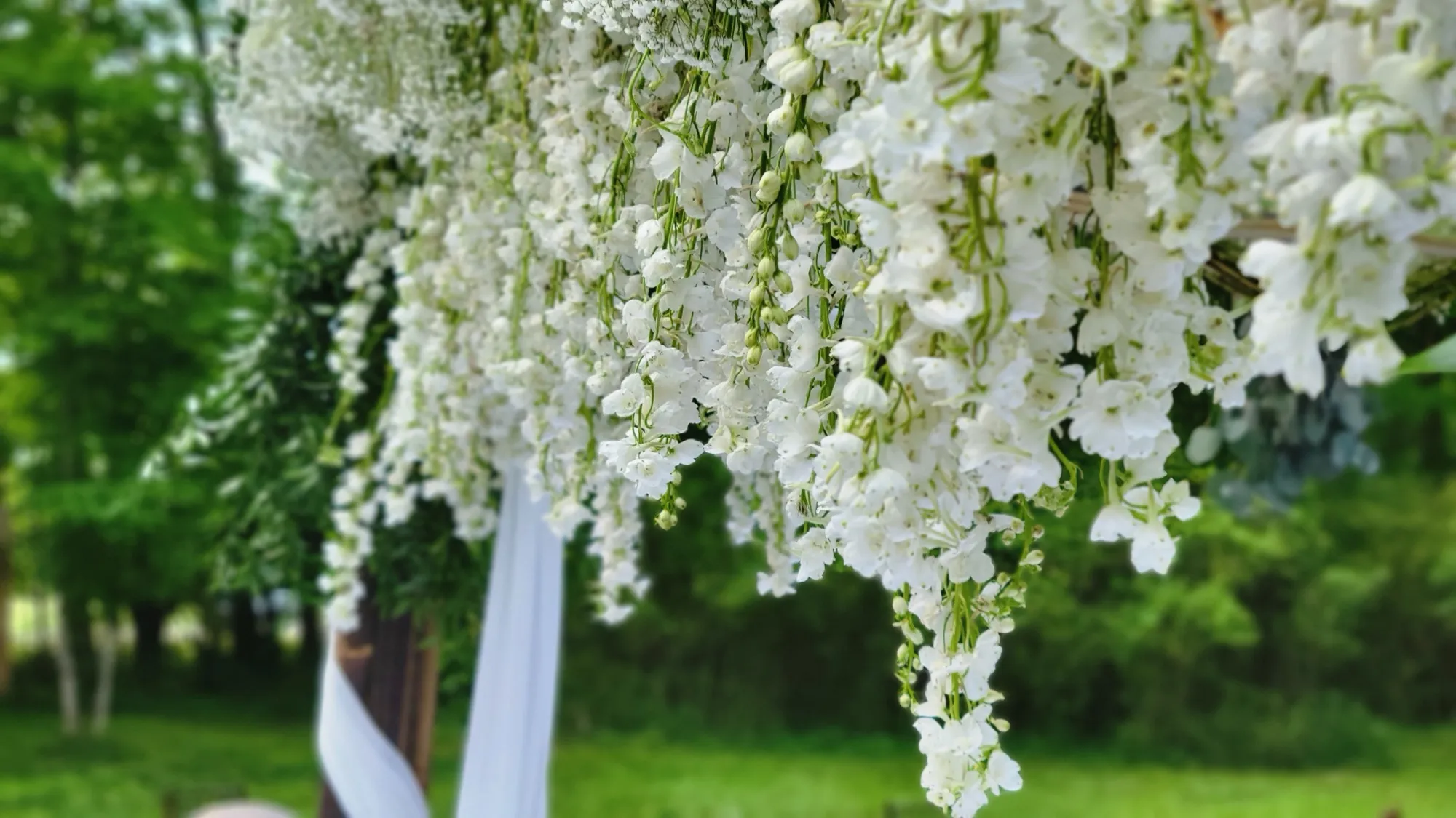 Mandap detail bamboo rope drapes — Rustic Bamboo Garden Mandap